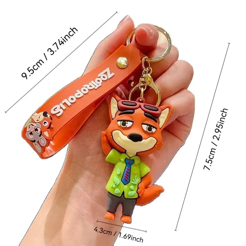 3D Rubber Keychain Zootopia Movie Characters Design Keying Hanging Bag Decoration 6 Pcs Size 6 cm